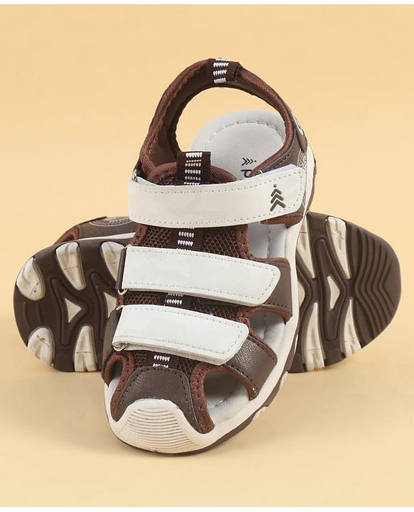 Pine Kids Velcro Closure Solid Sandals - Brown