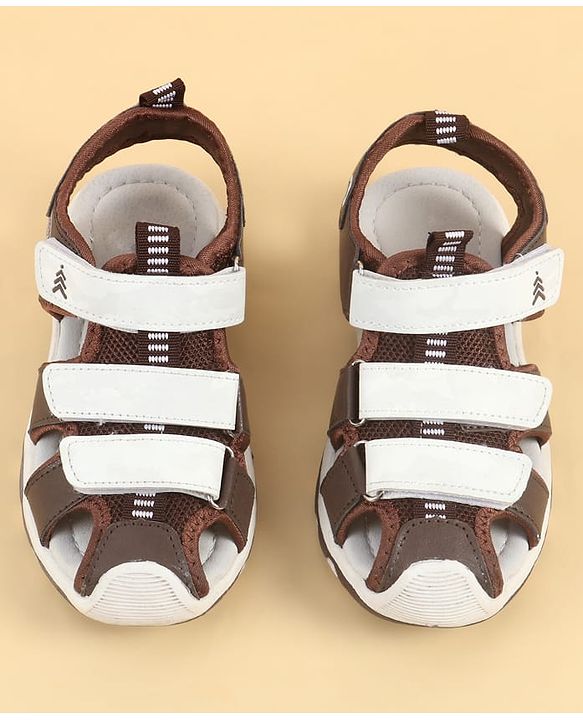 Pine Kids Velcro Closure Solid Sandals - Brown