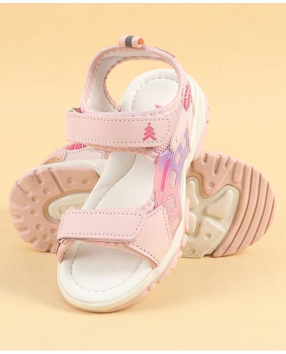Pine Kids Velcro Closure Solid Sandals - Pink