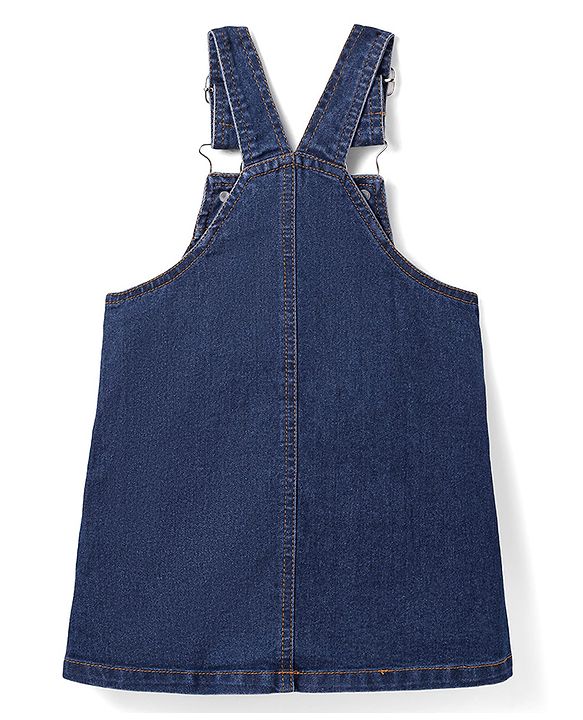 Babyhug Cotton Woven Frock & Half Sleeves Inner Tee With Heart Print - Navy Blue & Pink