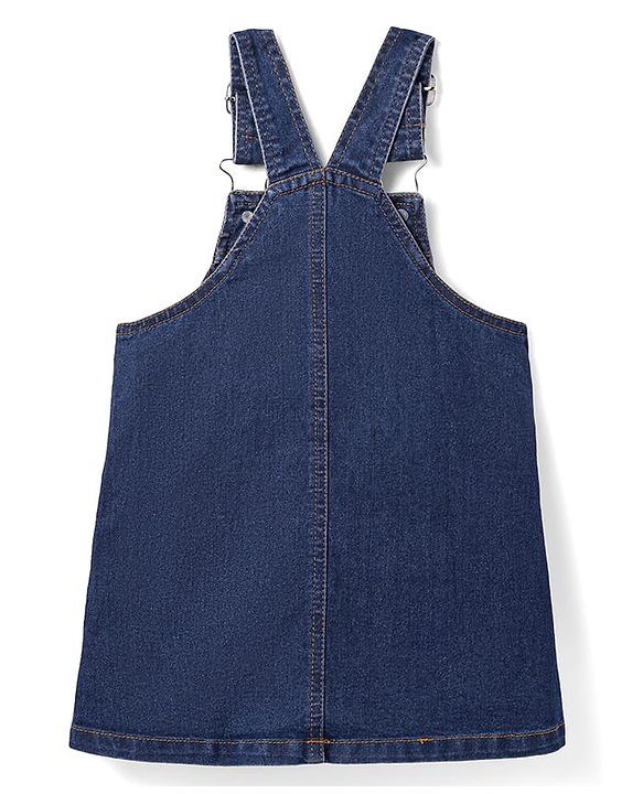Babyhug Cotton Woven Frock & Half Sleeves Inner Tee With Heart Print - Navy Blue & Pink