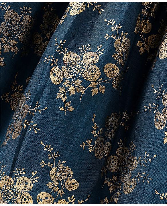 Pine Kids Woven Half Sleeves Floral Printed Choli Lehenga Set with Dupatta & Sequin Detailing - Teal Blue