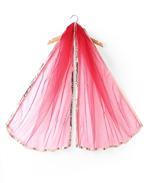 Pine Kids Half Sleeves Floral Embroidered Choli with Foil Printed Lehenga  & Dupatta   Set - Red