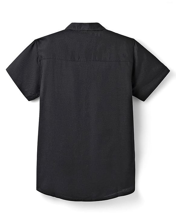Pine Kids Viscose Woven Half Sleeves Shirt with T-Shirt & Text Print - Black & Green