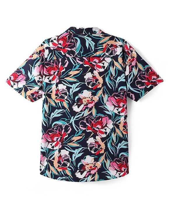 Pine Kids Cotton Woven Half Sleeves Floral Print Shirt - Multicolour