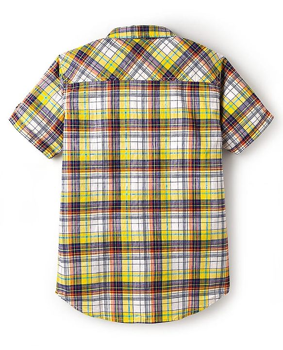 Pine Kids Cotton Woven Half Sleeves Checked Shirt - Yellow