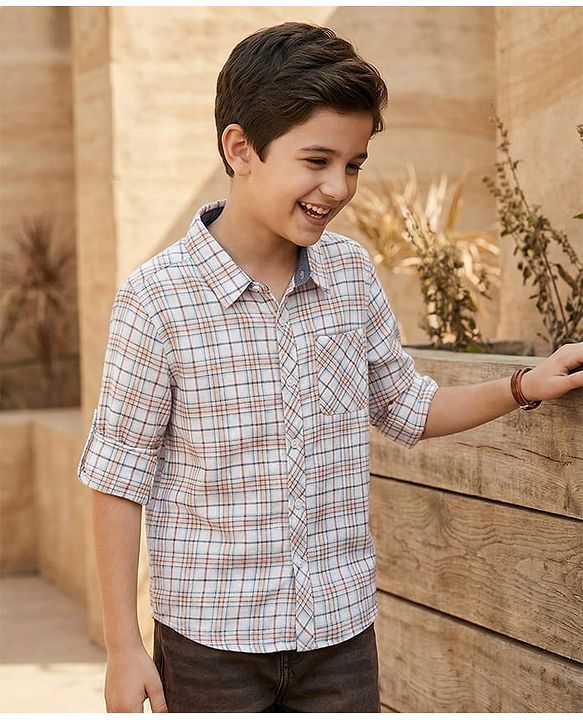 Pine Kids Cotton Woven Full Sleeves Checkered Shirt - Multicolour