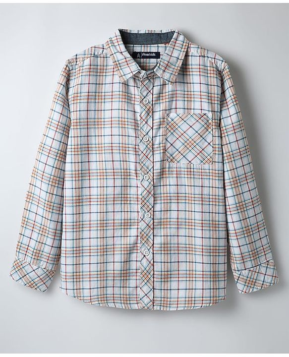 Pine Kids Cotton Woven Full Sleeves Checkered Shirt - Multicolour