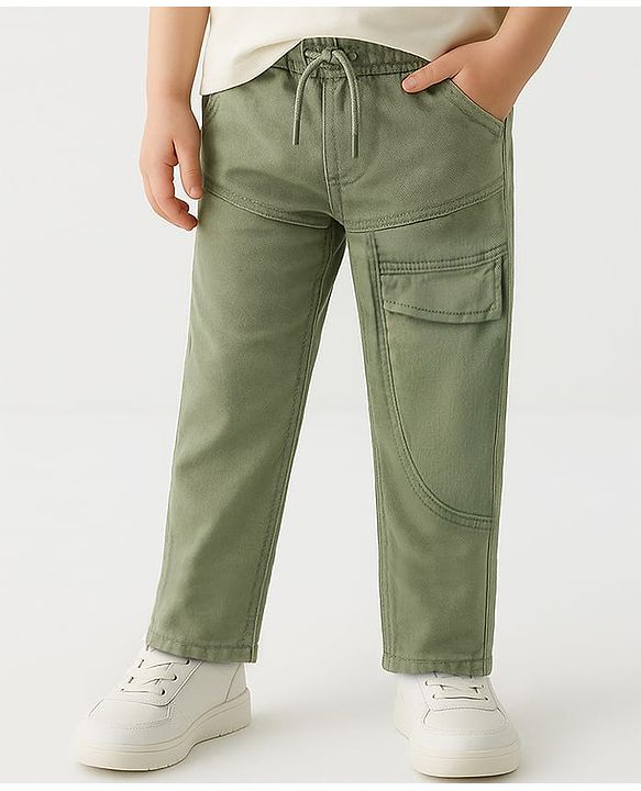 Babyhug Full Length Jeans With Stretch & Text Embroidered - Blue