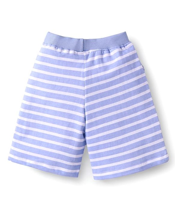 Babyhug Single Jersey Knit Half Sleeves T-Shirt & Shorts Set with Fun Trip Print - Lavender