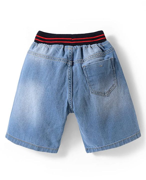Pine Kids Woven Knee Length Washed Shorts - Light Blue