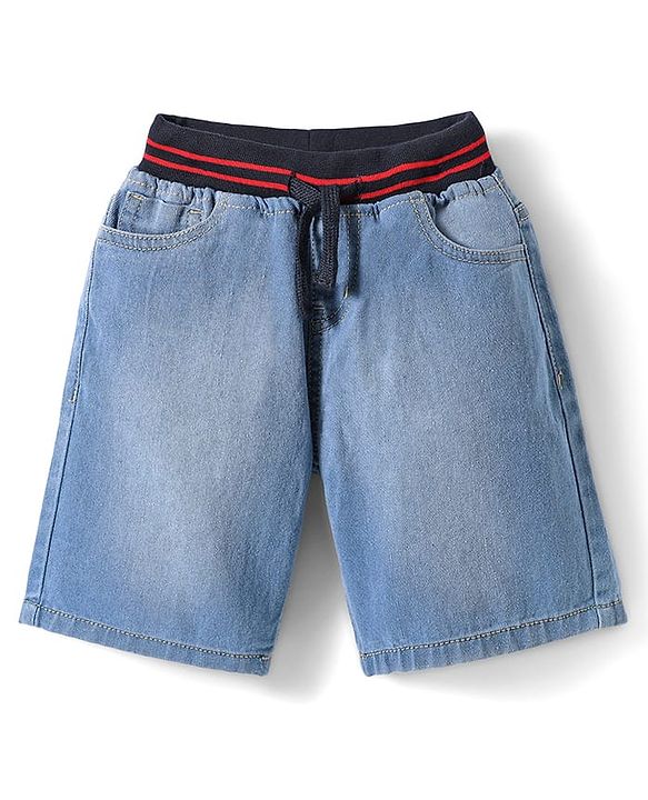 Pine Kids Woven Knee Length Washed Shorts - Light Blue