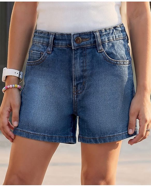 Pine Kids Cotton Woven Knee Length Solid Color Shorts - Navy Blue