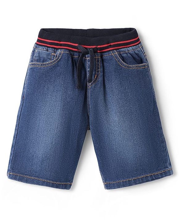 Pine Kids Woven Knee Length Solid Color Shorts - Blue