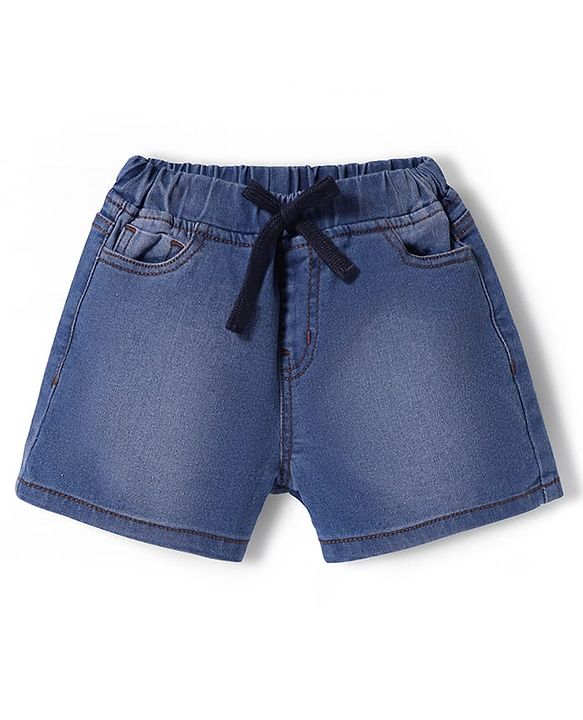 Pine Kids Woven Knee Length Solid Color Shorts - Blue