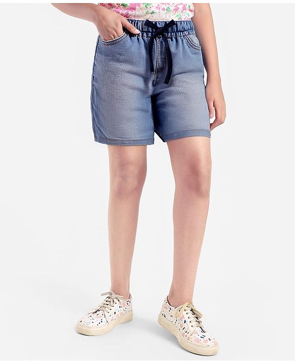 Pine Kids Woven Knee Length Solid Color Shorts - Light Blue