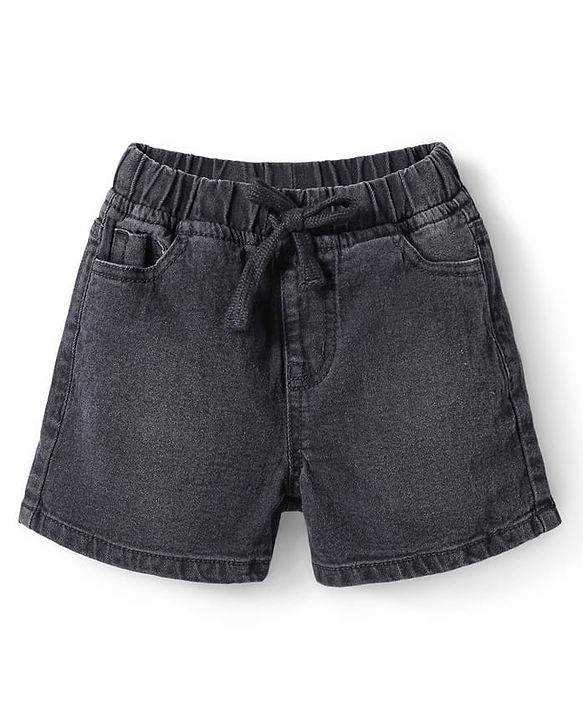 Pine Kids Woven Knee Length Solid Color Shorts - Black