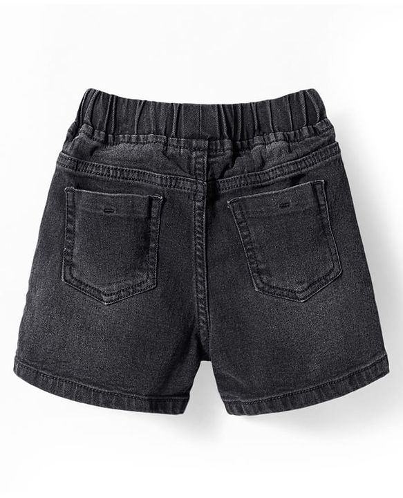 Pine Kids Woven Knee Length Solid Color Shorts - Black