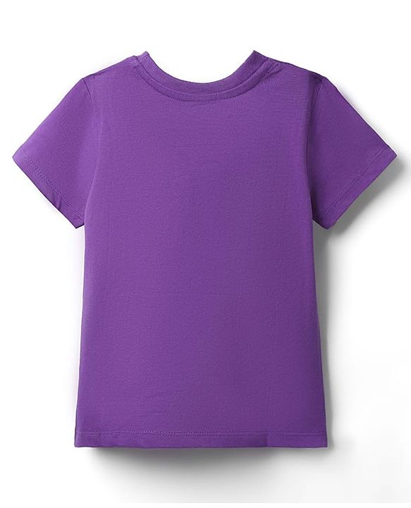 Pine Kids Cotton Knit Half Sleeves T-Shirt with Future Dream Text Print - Purple