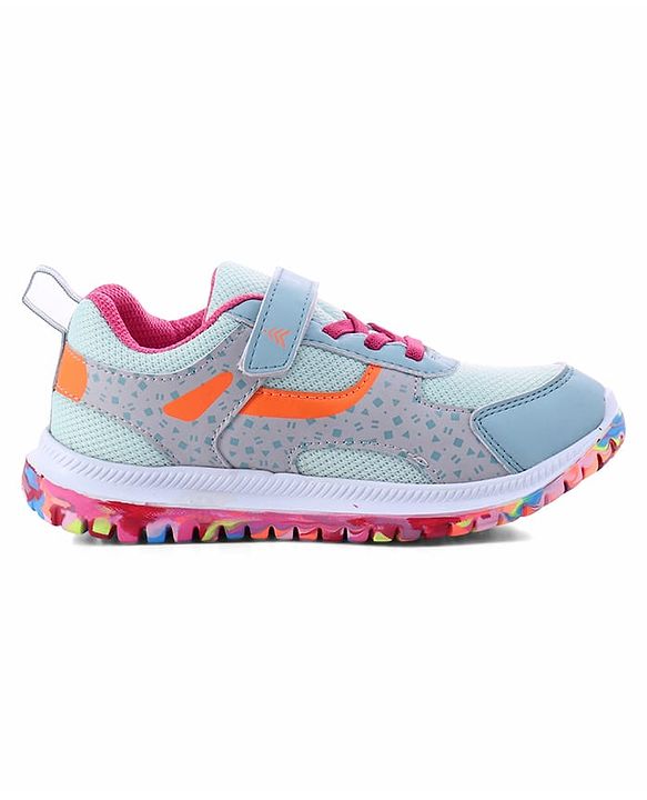 Pine Kids Velcro Closure Printed Sports Shoes - Light Blue