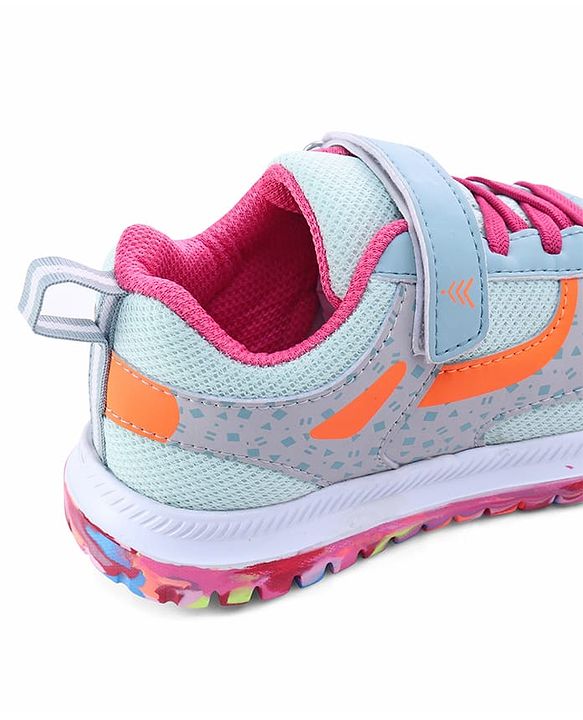 Pine Kids Velcro Closure Printed Sports Shoes - Light Blue