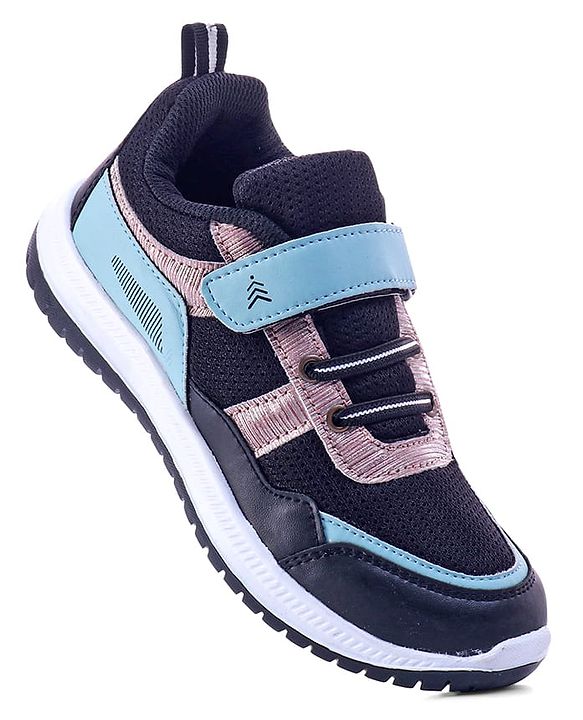 Pine Kids Velcro Closure Sports Shoes with Stripes - Black & Gold