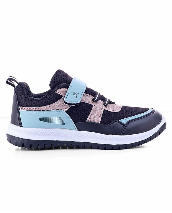Pine Kids Velcro Closure Sports Shoes with Stripes - Black & Gold