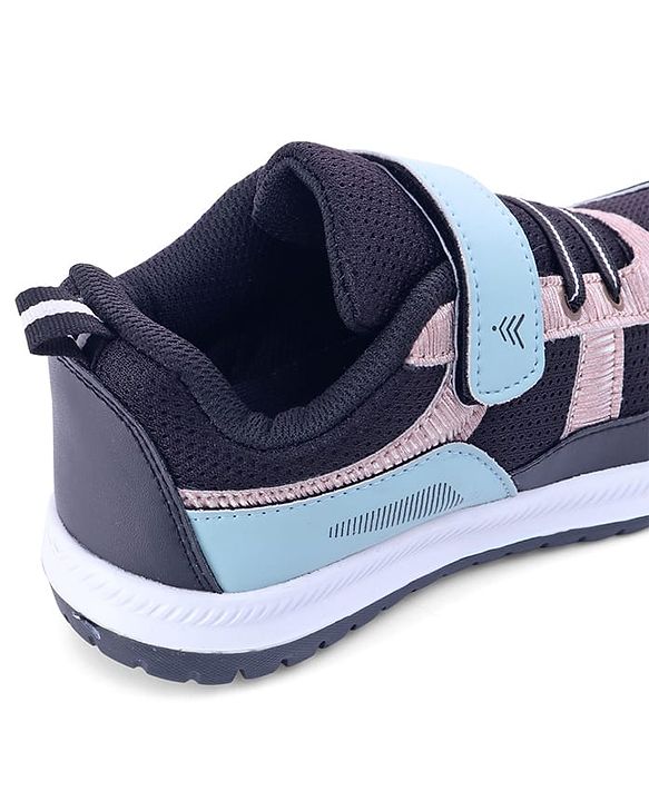 Pine Kids Velcro Closure Sports Shoes with Stripes - Black & Gold