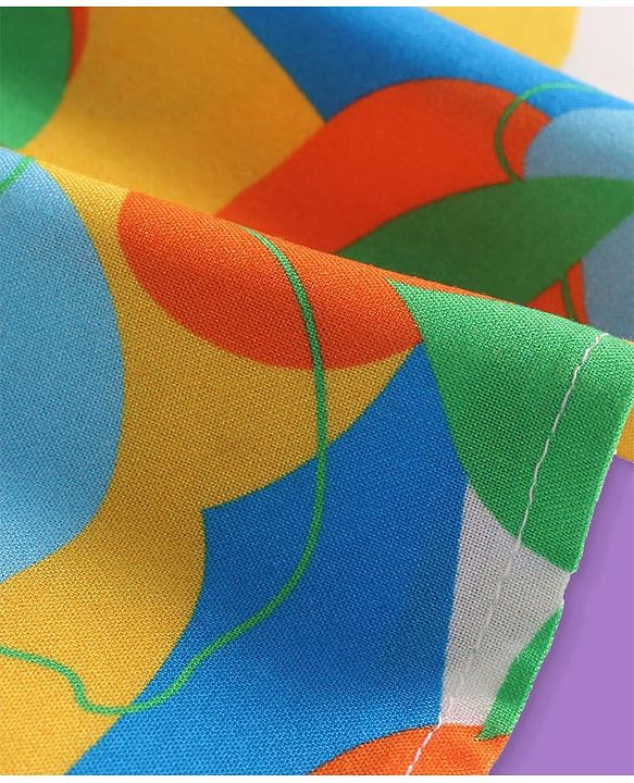 Pine Kids Rayon Woven Flutter Sleeves Top with Abstract Print - Blue & Yellow