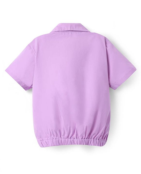 Pine Kids Poplin Woven Half Sleeves Solid Color Top - Lavender