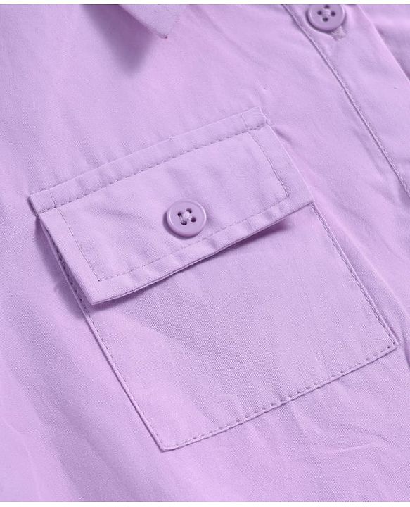 Pine Kids Poplin Woven Half Sleeves Solid Color Top - Lavender