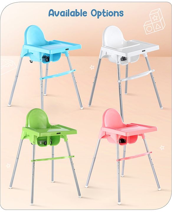 Babyhug Multi-functional Highchair & Convertible Feeding Chair | Removable Feeding Tray| Adjustable Footrest| Safety Harness| Anti-skid Base| Easy Assembly| Easy Cleaning| 6 Months to 3 Years - Blue