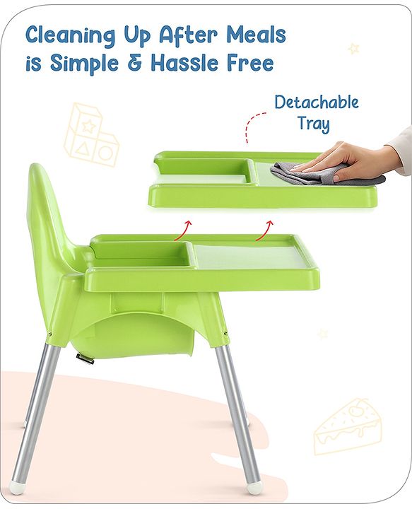 Babyhug Multi-functional Highchair & Convertible Feeding Chair | Removable Feeding Tray| Adjustable Footrest| Safety Harness| Anti-skid Base| Easy Assembly| Easy Cleaning| 6 Months to 3 Years - Blue