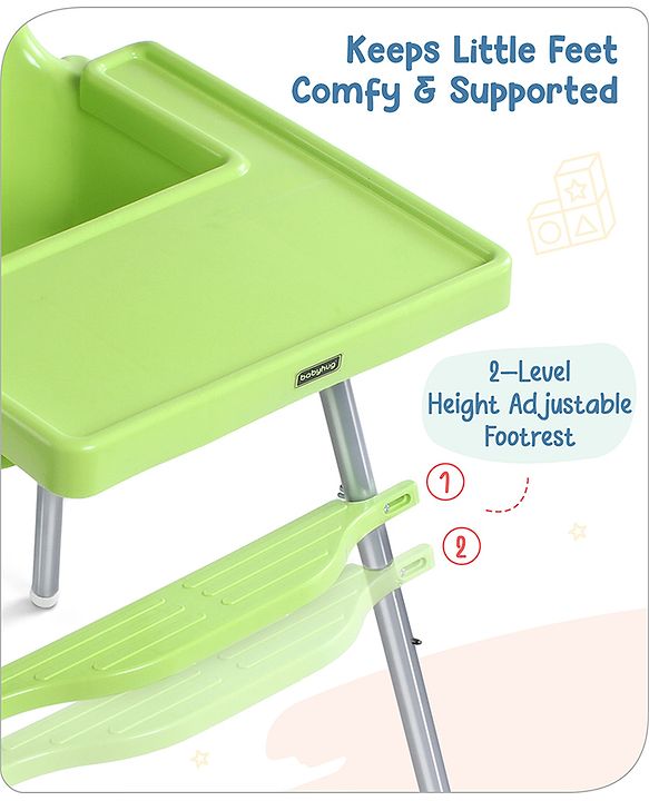 Babyhug Multi-functional Highchair & Convertible Feeding Chair | Removable Feeding Tray| Adjustable Footrest| Safety Harness| Anti-skid Base| Easy Assembly| Easy Cleaning| 6 Months to 3 Years - Blue