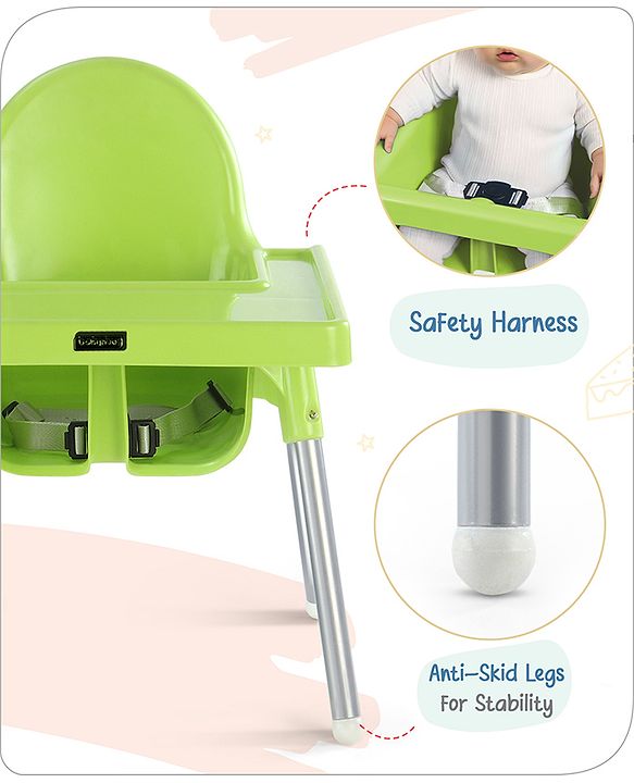 Babyhug Multi-functional Highchair & Convertible Feeding Chair | Removable Feeding Tray| Adjustable Footrest| Safety Harness| Anti-skid Base| Easy Assembly| Easy Cleaning| 6 Months to 3 Years - Blue