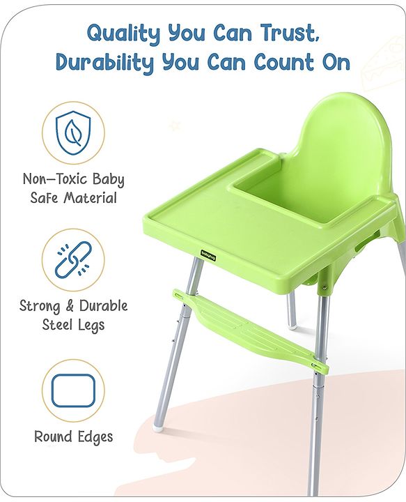 Babyhug Multi-functional Highchair & Convertible Feeding Chair | Removable Feeding Tray| Adjustable Footrest| Safety Harness| Anti-skid Base| Easy Assembly| Easy Cleaning| 6 Months to 3 Years - Blue
