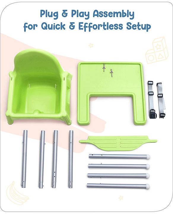 Babyhug Multi-functional Highchair & Convertible Feeding Chair | Removable Feeding Tray| Adjustable Footrest| Safety Harness| Anti-skid Base| Easy Assembly| Easy Cleaning| 6 Months to 3 Years - Blue