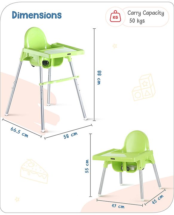 Babyhug Multi-functional Highchair & Convertible Feeding Chair | Removable Feeding Tray| Adjustable Footrest| Safety Harness| Anti-skid Base| Easy Assembly| Easy Cleaning| 6 Months to 3 Years - Blue