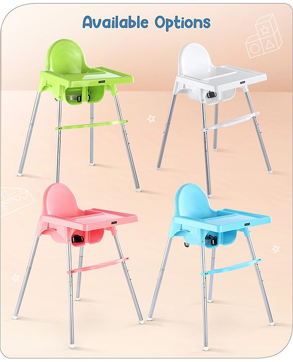 Babyhug Multi-functional Highchair & Convertible Feeding Chair | Removable Feeding Tray| Adjustable Footrest| Safety Harness| Anti-skid Base| Easy Assembly| Easy Cleaning| 6 Months to 3 Years - Blue
