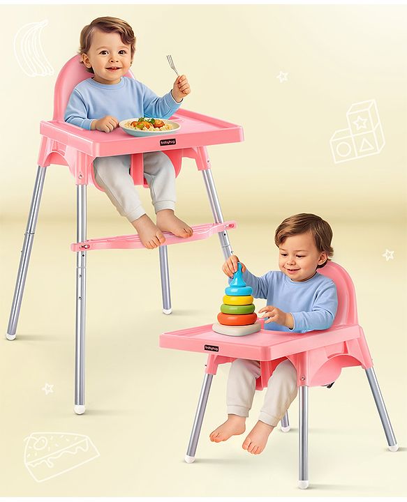 Babyhug Multi-functional Highchair & Convertible Feeding Chair | Removable Feeding Tray| Adjustable Footrest| Safety Harness| Anti-skid Base| Easy Assembly| Easy Cleaning| 6 Months to 3 Years - Blue