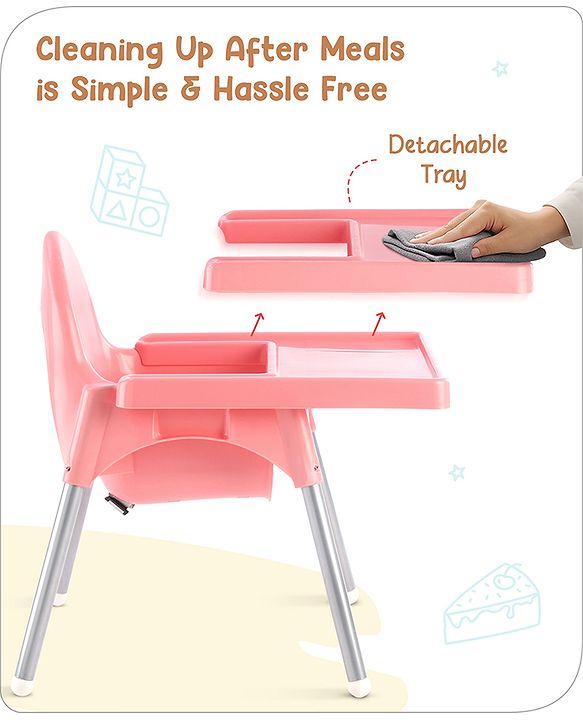 Babyhug Multi-functional Highchair & Convertible Feeding Chair | Removable Feeding Tray| Adjustable Footrest| Safety Harness| Anti-skid Base| Easy Assembly| Easy Cleaning| 6 Months to 3 Years - Blue