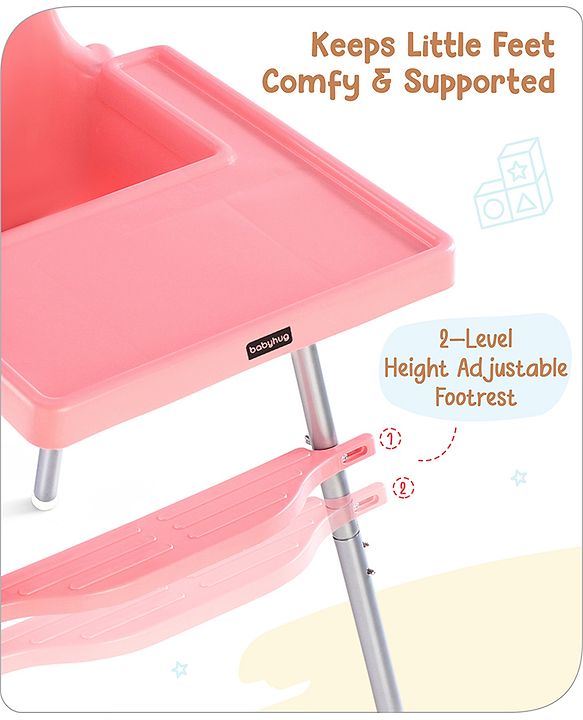 Babyhug Multi-functional Highchair & Convertible Feeding Chair | Removable Feeding Tray| Adjustable Footrest| Safety Harness| Anti-skid Base| Easy Assembly| Easy Cleaning| 6 Months to 3 Years - Blue