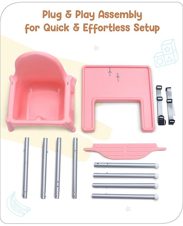 Babyhug Multi-functional Highchair & Convertible Feeding Chair | Removable Feeding Tray| Adjustable Footrest| Safety Harness| Anti-skid Base| Easy Assembly| Easy Cleaning| 6 Months to 3 Years - Blue