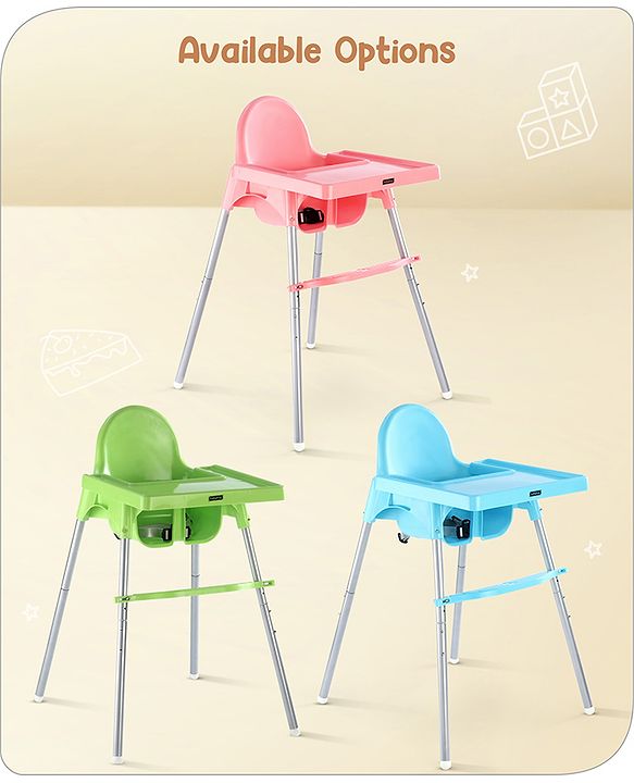 Babyhug Multi-functional Highchair & Convertible Feeding Chair | Removable Feeding Tray| Adjustable Footrest| Safety Harness| Anti-skid Base| Easy Assembly| Easy Cleaning| 6 Months to 3 Years - Blue