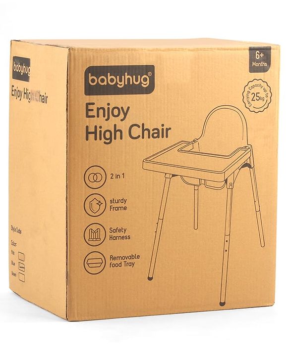 Babyhug Multi-functional Highchair & Convertible Feeding Chair | Removable Feeding Tray| Adjustable Footrest| Safety Harness| Anti-skid Base| Easy Assembly| Easy Cleaning| 6 Months to 3 Years - Blue