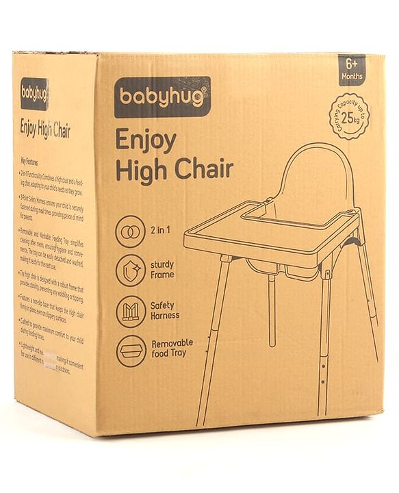 Babyhug Multi-functional Highchair & Convertible Feeding Chair | Removable Feeding Tray| Adjustable Footrest| Safety Harness| Anti-skid Base| Easy Assembly| Easy Cleaning| 6 Months to 3 Years - Blue