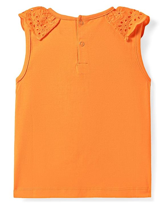 Babyhug Single Jersey Knit Sleeveless Top & Frill Skirts Set with Orange Print - Orange & Blue