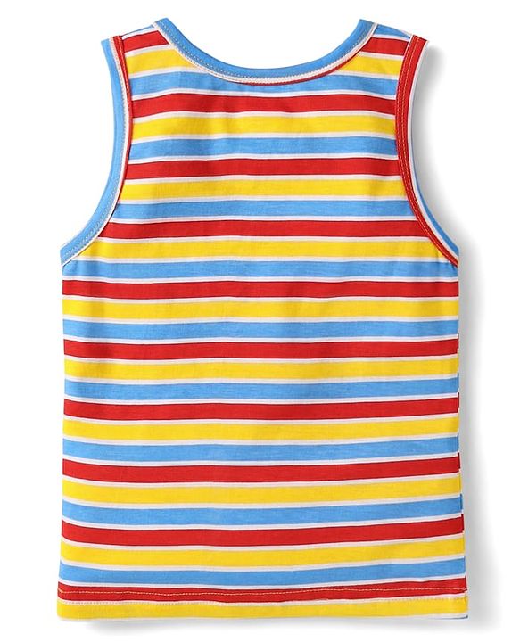 Babyhug 100% Cotton Single Jersey Knit Sleeveless Sando With Striped Print - Yellow