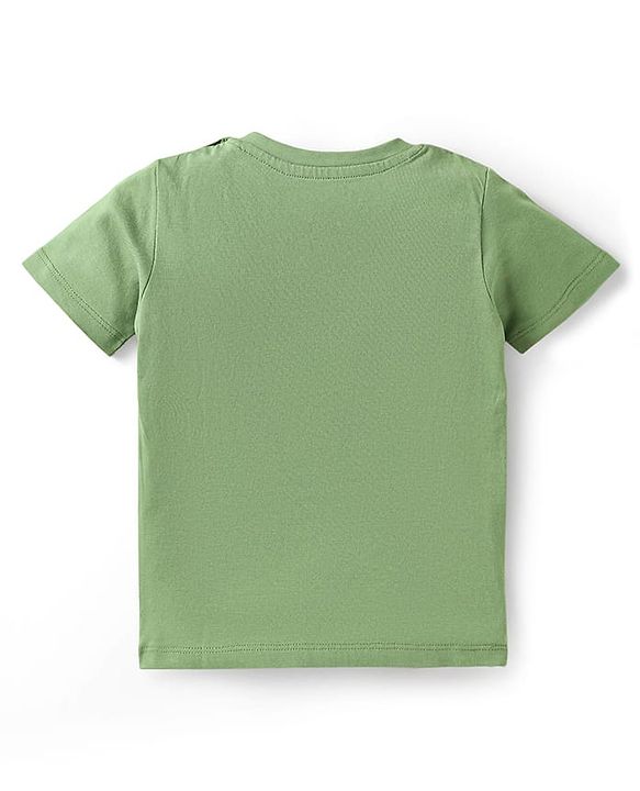 Babyhug Disney Single Jersey Knit Half Sleeves T-Shirt & Shorts Set with 101 Dalmatian Graphics - Olive Green & Yellow