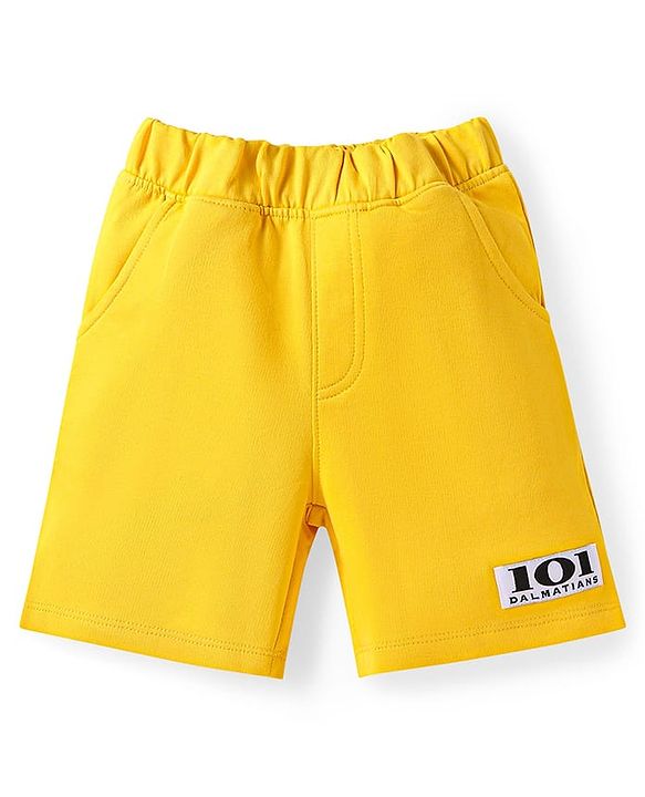 Babyhug Disney Single Jersey Knit Half Sleeves T-Shirt & Shorts Set with 101 Dalmatian Graphics - Olive Green & Yellow